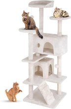 Cat Tree Tower | Dark Gray | Multi-Level Indoor Activity Center with Sisal Scratching Posts, Condos, Plush Perches, Hanging Cat Toys | Sturdy, Easy to Assemble | for Kittens & Adult Cats