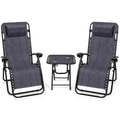 Zero Gravity Chairs Set of 2 w/ Table & Headrest