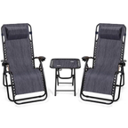 Zero Gravity Chairs Set of 2 w/ Table & Headrest