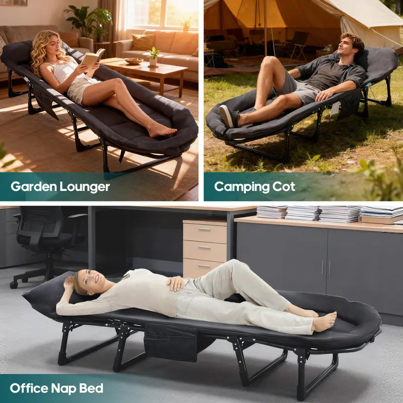 6-Position Adjustable Folding Camping Cot with Mattress 450ibs– 550lbs Upgraded version