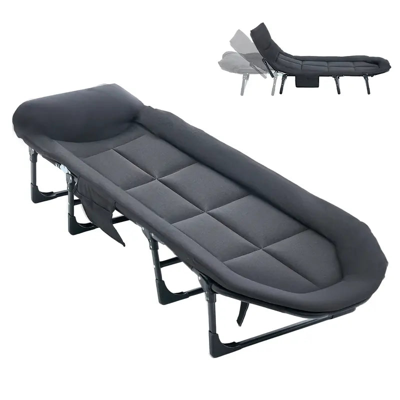 6-Position Adjustable Folding Camping Cot with Mattress 450ibs– 550lbs Upgraded version