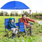 Double Folding Camping Chairs w/ Umbrella & Cooler Bag