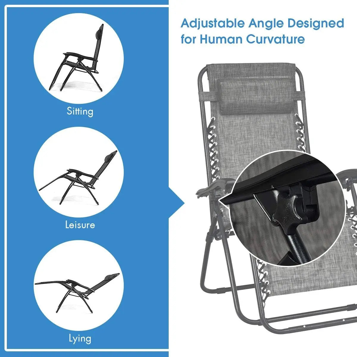 Zero Gravity Chairs Set of 2 w/ Table & Headrest